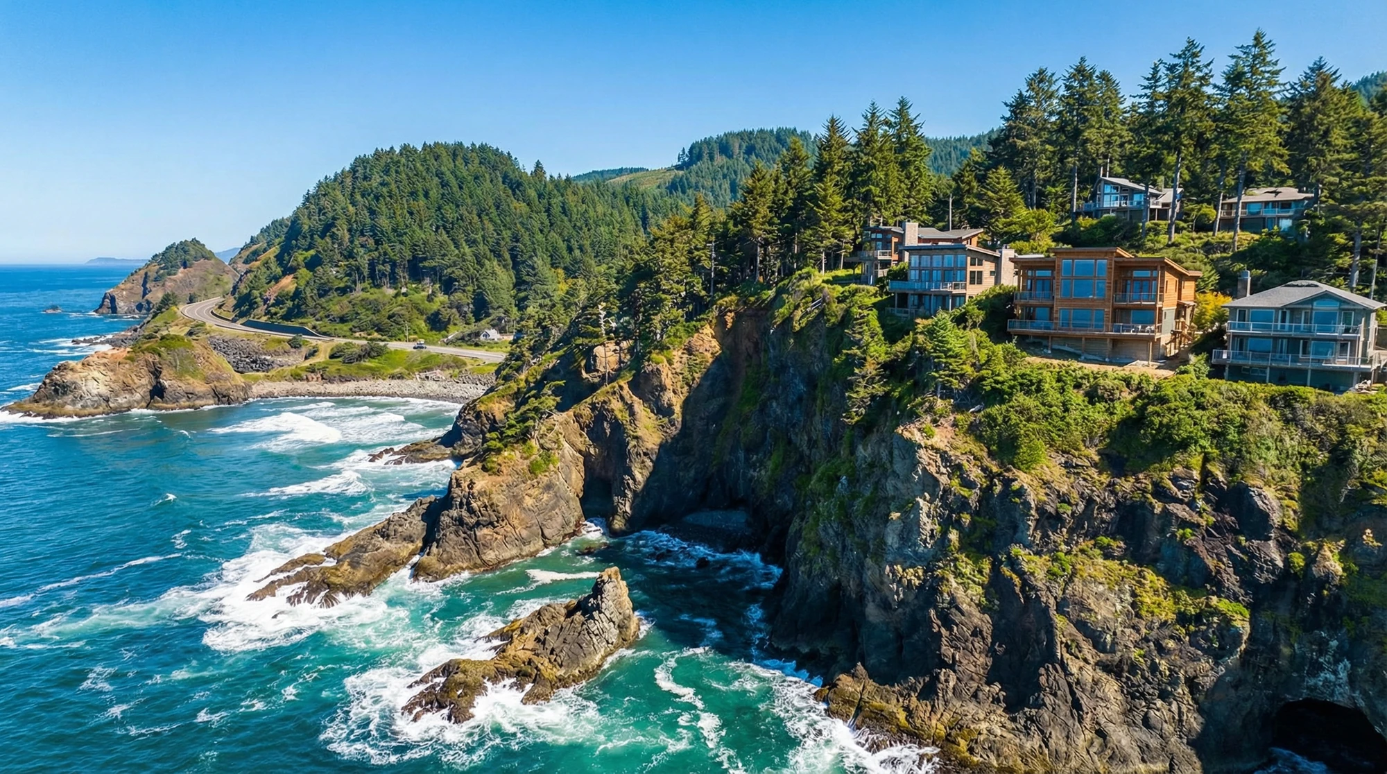 Oregon Coast cliff homes overlooking the Pacific Ocean — Gerald Ross Agency