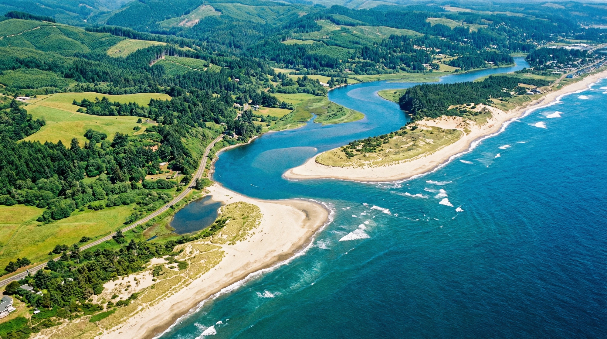 Oregon Coast river estuary and Pacific Ocean — Gerald Ross Agency