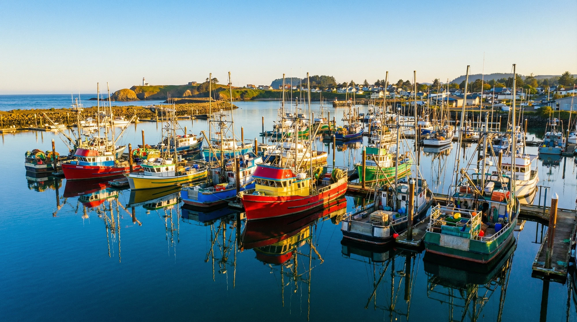 Oregon Coast commercial fishing boats in harbor — Gerald Ross Agency