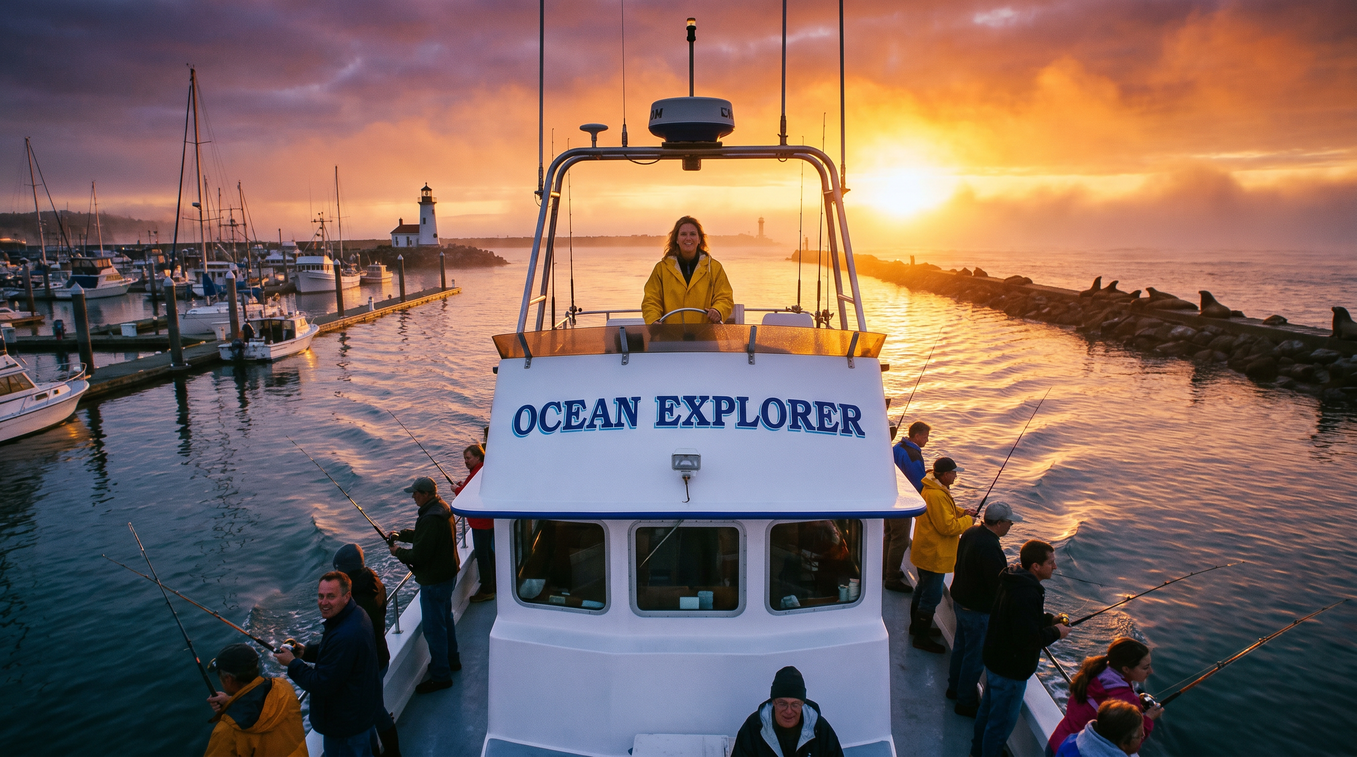 Oregon Coast fishing charter boat with passengers heading out to sea — Gerald Ross Agency marine insurance guide